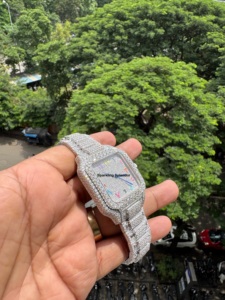 VVS Moissanite Diamond Men <b>Watch</b> Stainless Steel <b>White</b> Gold Plated Roman Men <b>Watch</b> Hip Hop For Birthday Gift - Product Image 2