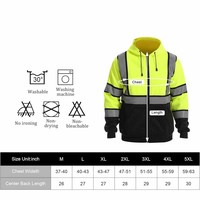 Sudadera con Capucha de Manga Larga de Alta Visibilidad Personalizada LAMRON INTERNATIONAL, con Cierre, Alta Reflexión, Seguridad, Secado Rápido, Transpirable, de Poliéster, para Trabajo