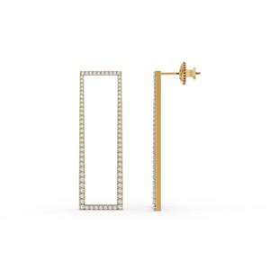 Boucles d'oreilles pendantes géométriques avec diamant rond de 2,459 carats, monture rectangulaire, en or rose, blanc et jaune 18 carats, serties pavé - Product Image 4