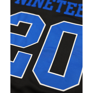 Zeta Phi Beta Camiseta de fútbol negra 100% Poliéster Escudo bordado Mangas delanteras y traseras Cuello en V Dobladillo de rayas dobles - Product Image 5