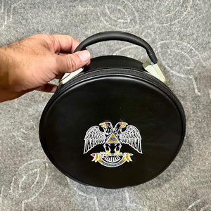 Masónico 32 grados corona tapa caso negro bordado sombrero estuche de transporte 2025 nuevo personalizado bordado corona tapa casos - Product Image 4