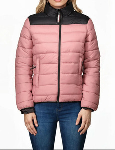 Vêtements d'extérieur de qualité supérieure poignets élastiques femmes veste à glissière bouffante veste élégante à col montant coupe-vent avec patchs personnalisés - Product Image 1