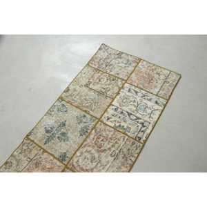 Vintage 2.1x6.3 ft Rug, Runner Turkish Rug, <b>Brown</b> Blue Southwestern <b>Wool</b> Rug - Product Image 5