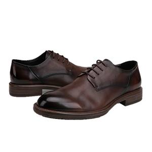 Chaussures Derby en cuir de vachette de qualité supérieure avec doublure respirante et talon résistant à l'usure, chaussures habillées pour hommes, chaussures de tous les jours - Product Image 4