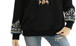 Derniers modèles Sweats à capuche brodés pour femmes Respirant Confortable Anti-rides Tarif abordable Sweats à capuche brodés à manches complètes - Product Image 4