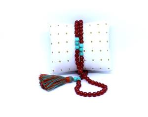 Cuentas de Oración Musulmanas Hechas a Mano con Piedra Natural de Ónix Rojo Aqeeq Hakik, Misbaha Tasbih Tesbih de Tamaño Pequeño - Product Image 1