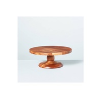 Support à gâteau en bois IQBAL COLLECTION, design moderne à 2 niveaux, rond, avec détails sculptés à la main, finition brossée, certifié CE