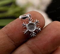 Pendentif en argent sterling 925 de 33 mm en forme de flocon de neige, avec cadre vierge pour résine, cendres, lait maternel ou souvenir, thème hiver, bijou écologique