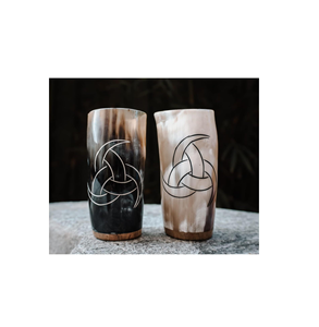 Verre à boire en corne polie, fait main, qualité export, classique, écologique, logo personnalisé, personnalisable, pour servir bière, jus, eau - Product Image 1