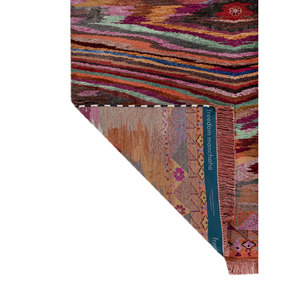 พรมไหมพรมและไหมไผ่ถักมือลายนามธรรม Freedom Manchaha ขนาด 9x12 สีแดงและสีส้ม สำหรับตกแต่งห้องนั่งเล่นที่บ้าน รุ่น Les-8391 - Product Image 5