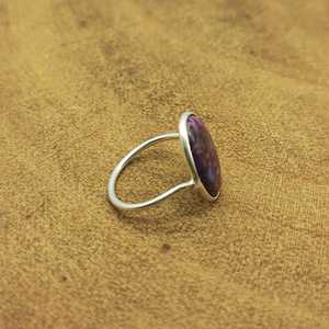 Dainty 925 Sterling Silver Bohemian Jewelry Ring Purple Mohave Turquoise Gemstone Bezel Setting Pearl Lightweight Wedding Party - Product Image 2
