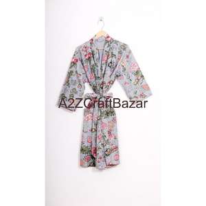 Hermoso Kimono Estilo Bata para Mujer, Hecho a Mano con Patchwork, 100% Algodón, Acolchado Kantha, Bordado Floral Corto, Multicolor, Informal - Product Image 6