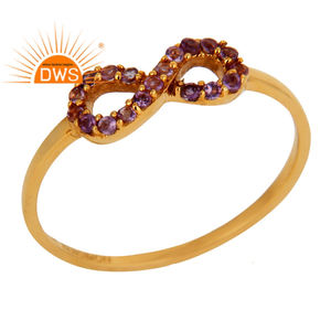 Anillo infinito de piedras preciosas de amatista natural chapada en oro de 18 quilates de plata esterlina más vendida, fabricante de joyería fina Demi - Product Image 1