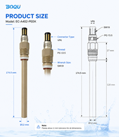 BOQU EC-A402-PEEK K=0.36 Résistance 150 ℃   Sonde de conductivité d'eau en ligne 20 bar 300 mS/cm, électrode capteur
