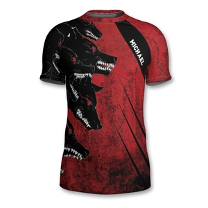 เสื้อกีฬาแขนสั้นรัดรูประบายอากาศได้ดีผ้ากันชื้นแบบเย็บเสริมกันเหงื่อเหมาะสำหรับการจับ BJJ และเล่นกีฬา - Product Image 2