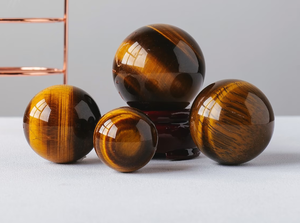 Esfera de ojo de tigre amarillo cristal Natural pulido precio al por mayor 4-6cm Bola de ojo de tigre naranja para Decoración - Product Image 4