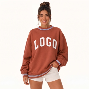 Sudadera personalizada con cuello simulado y ribete en contraste para mujer, de forro polar pesado de 360 g, con bloques de color, estilo oversize, top de streetwear americano, suministro al por mayor - Product Image 1