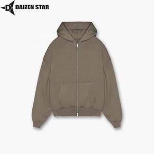 Sudaderas con Cremallera para Hombre, Color Sólido, 100% Algodón, Felpa, Corte Regular, Invierno, Casual, Tinte Liso, Servicio OEM, Logotipo Frontal, 500g - Product Image 4