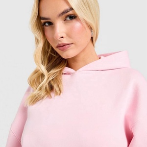 Wholesale Women Hooded Pullover Winter Light <b>Pink</b> <b>Tracksuit</b> OEM Custom Logo Full Sleeve Cotton Fleece Fitness <b>Set</b> - Product Image 3