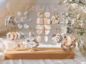 2025 Factory Price Elegant Acrylic Earring Display <b>Stand</b> with Rustic Wooden Base for Stylish Jewelry Organization - Product Image 3