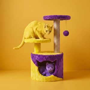 Amistar Azure Rainbow Classic Jute Cat Tree-Premium 3-<b>Level</b> Eco-Friendly Indoor Cat Scratcher Colorful Sisal Post Fun Carton - Product Image 1