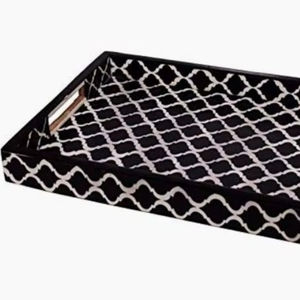 NEED TRAY Plateau de service fait à la main Incrustation d'os de luxe Ramadan Petit déjeuner Nourriture Fruits Café Thé Plateau décoratif à bas - Product Image 1