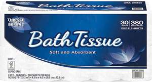 Papier toilette Kirkland Signature Blue Ribbon 2 plis en pâte de bois vierge écologique, 30 rouleaux doux et jetables, 380 feuilles par rouleau - Product Image 6