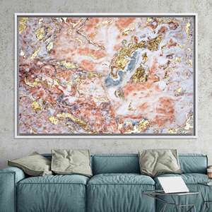 Art mural en verre marbré doré : Décoration élégante pour la maison sur toile imprimée, TOILE ENCADRÉE BLANCHE - Product Image 1