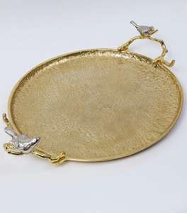 Elegante bandeja de servicio de aluminio y metal Premium con acabado de espejo, perfecta para servir a los invitados en las fiestas - Product Image 4