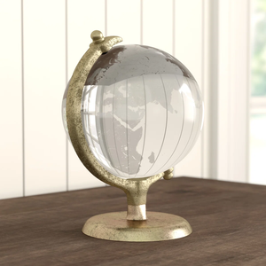 Modern Decorative Desktop World <b>Globe</b> Polished Aluminum Geographic Sculpture <b>Rotating</b> Earth <b>Globe</b> Premium Desktop Accessory - Product Image 4