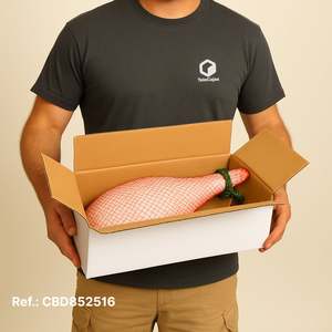 Boîte à jambon et épaule de porc blanche 85x25x16,30 cm, support à jambon renforcé à double canal, catégorie de produit : Boîtes en papier et supports multimédia - Product Image 2