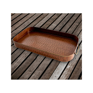 Large Hammered <b>Copper</b> Tray with <b>Handles</b> 18 Inch Rectangular, Handmade <b>Copper</b> Serving Platter for <b>Kitchen</b> Dining & Home Decor - Product Image 3