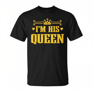 Camiseta His Queen con estampado en negro y dorado, regalo para parejas, San Valentín, aniversario de boda - Product Image 2