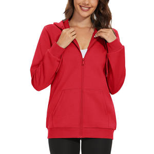 Sweat à capuche zippé en polaire surdimensionné pour femme de haute qualité, couleurs personnalisées, manches longues, bas extensible, coupe ample, décontracté d'hiver, devant - Product Image 1