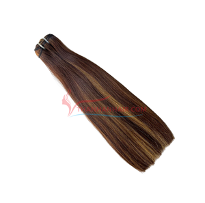 Extensions de cheveux humains vietnamiens bruts Remy alignés cuticules de piano brunes de longueur personnalisées - Product Image 1