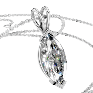 Chaîne à maillons tendance en rhodium plaqué populaire pour hommes et femmes, pendentif en moissanite de 1,5 carat, coupe marquise, collier cadeau et fête - Product Image 4