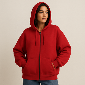 Sweat à capuche oversize en molleton épais pour homme, 100% coton, cordon de serrage, style Y2K, double glissière, poche kangourou, tenue d'hiver respirante, haute qualité - Product Image 2