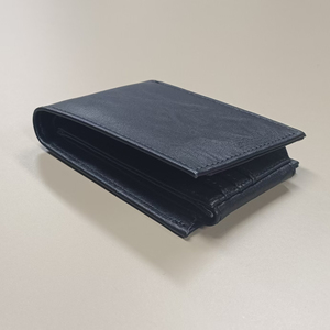 <b>Men's</b> Genuine Leather Slim <b>Wallet</b> With Striped Lining Fold Closure Card Holder Short Length Minimalist Design - Product Image 2