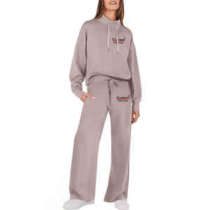 Survêtement oversize et lourd en coton avec logo personnalisé pour femmes, survêtement 2 pièces, ensemble pantalon de survêtement et sweat à capuche - Product Image 1