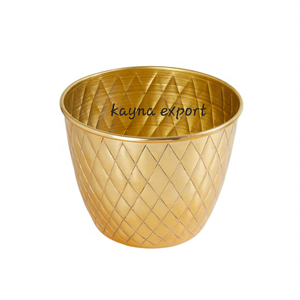 Fantaisie décorative plaqué or décoration de sol intérieur unique pots de jardinière en métal texturé pour plante nouvelle collection jardinière en métal - Product Image 1