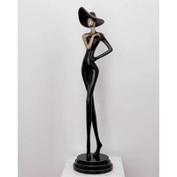 Sculpture Moderne en Fer Luxe Léger, Figurine Féminine Tendance, Chapeau Haut, Élégante, Faite à la Main, Artisanat Métallique Abstrait Artistique