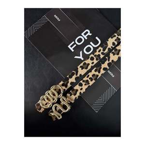 Cinturón de 2 piezas para mujer con hebilla combinada de anillo y serpiente, cinturón para pantalón, chaqueta o vestido - Estampado de leopardo - Product Image 4