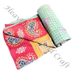 Kantha <b>Quilt</b> Gudari Kantha <b>Quilt</b> Gudari Hot Selling Wholesale Gold Supplier GD2119 Handmade Kantha <b>Quilt</b> Cotton Printed <b>Indian</b> - Product Image 3