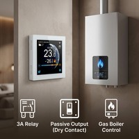 Termostato Inteligente WiFi con Pantalla Táctil Flexible para Oficina en Casa, 16A, Calefacción por Suelo Radiante Eléctrico, Calefacción por Suelo Radiante de Agua, Caldera de Gas