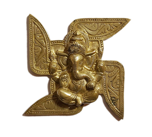 Statue murale en laiton Ganesha idole en laiton pour décoration murale décor de porte ou cadeau pour quelqu'un - Product Image 1