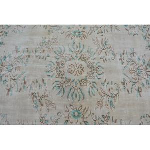 Grand tapis turc 5,2x8,3 pieds, tapis blanc à pois bleus en laine - Product Image 5