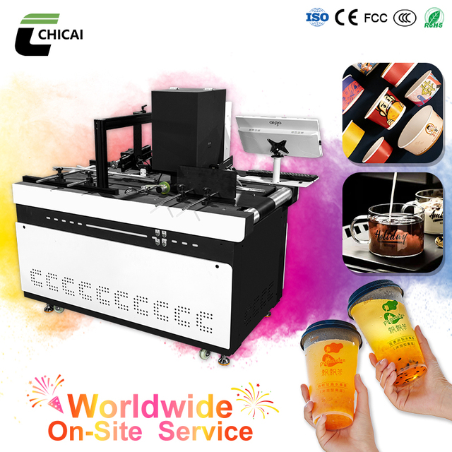 2026 Trend UV Single Pass Printer Full Color High Speed Digital Inkjet Printing Machine for Plastic Cup Side Logo Printing