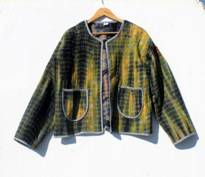 Vintage Women's Reversible Breathable Eco-Friendly Ethnic Floral Tie-Dye Handmade Gudari <b>Kantha</b> Cotton Indian Style Woven <b>Jacket</b> - Product Image 1