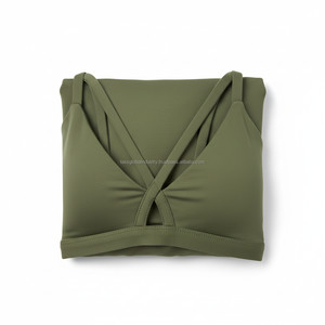 Sujetador deportivo sexy con abertura en la espalda para mujer, top corto halter de alto soporte para yoga, acolchado - Product Image 6