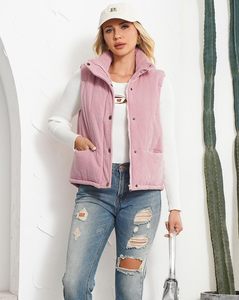 Top qualité à la mode rose sans manches bouffant gilet veste coupe-vent vêtements de plein air femmes vestes bouffant gilet - Product Image 2